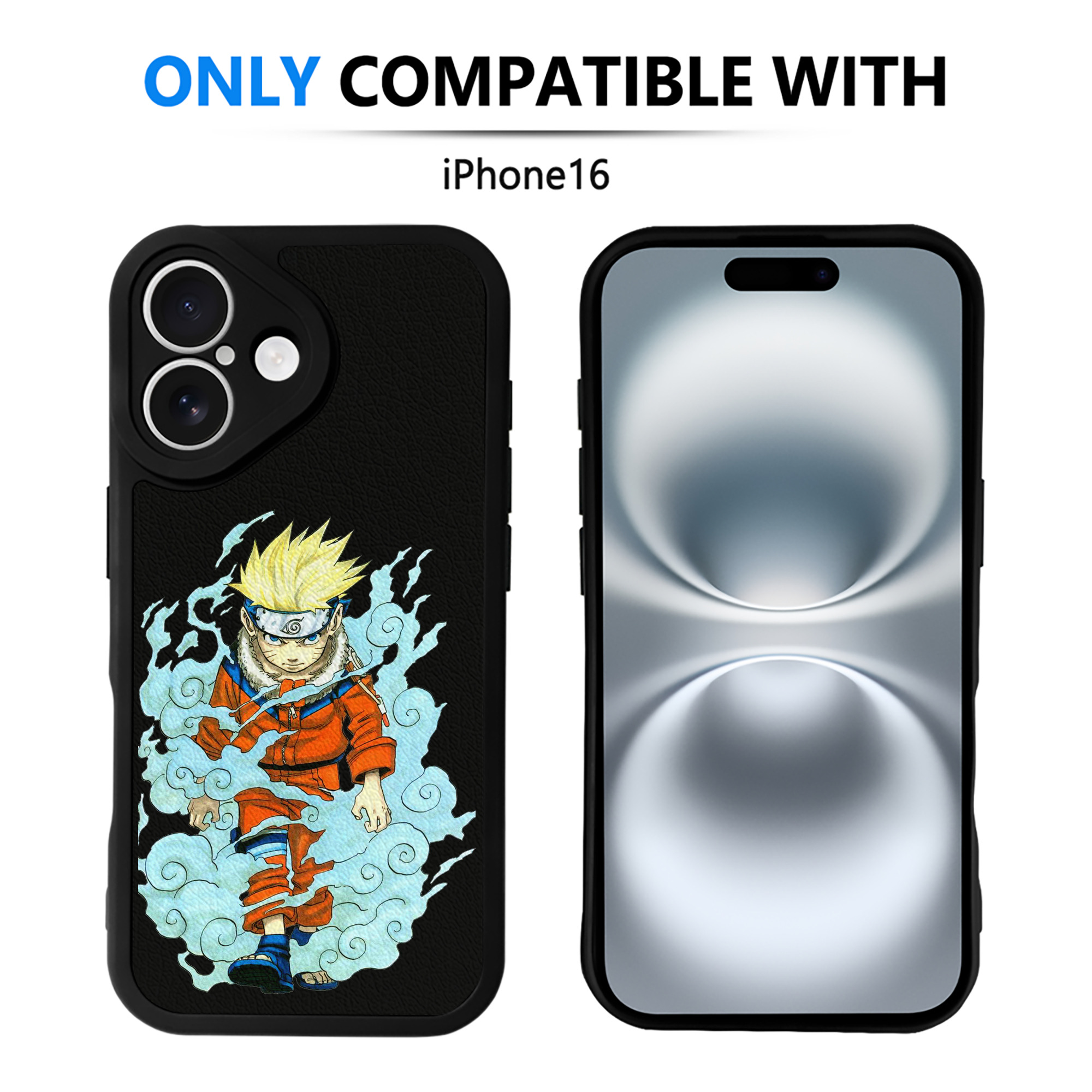（画像用） NARUTO -ナルト- うずまき ナルト Uzumaki Naruto 【iPhone 16シリーズ対応】シリコンスマホケース（レザー調） 材質：シリコン